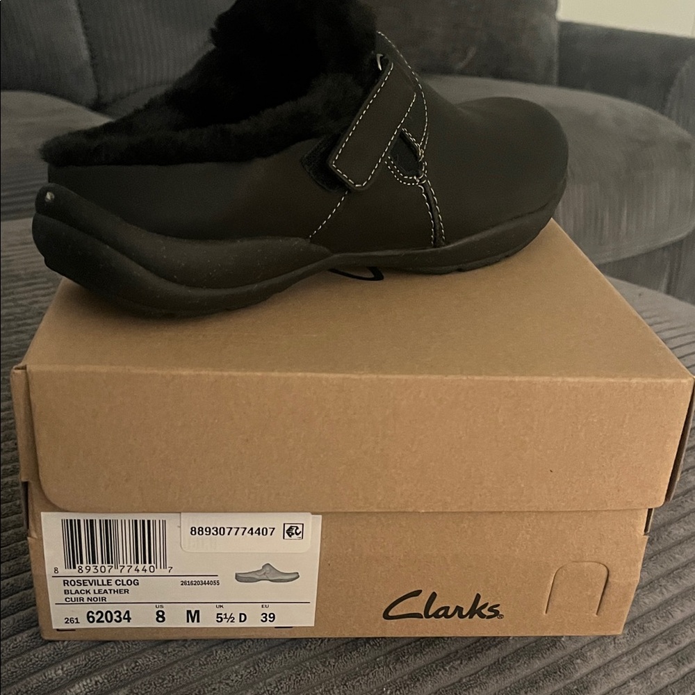 Clarks Black Roseville Slip-On Shoes